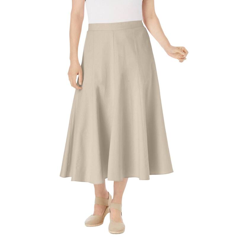 ウーマン ウィズイン レディース ボトムスカート プラスサイズ プチ プリント リネン Woman Within Women's Plusize Petite Print Linen-blend Skirt Natural Khaki カーキ 12,946円