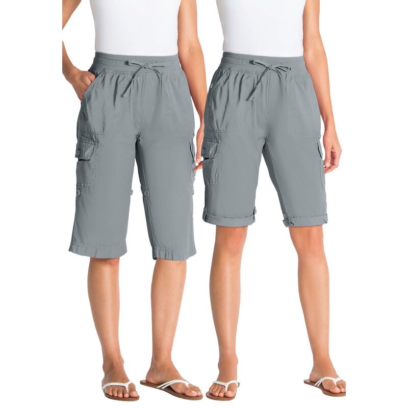 ウーマン ウィズイン レディース ボトムス ハーフパンツ・ショーツ プラスサイズ Woman Within Women's Plusize Convertiblength Cargo Short Gunmetal ガンメタル|ReVida 店