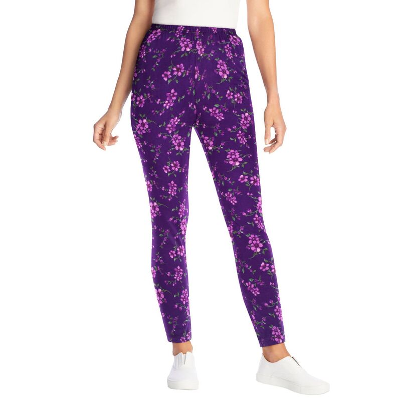 ウーマン ウィズイン レディース ボトムス カジュアルパンツ プラスサイズ プチ プリント コットン Woman Within Women's Plusize Petite Stretch Cotton Printed Legging Radiant Purple Soft パープル｜ReVida 店