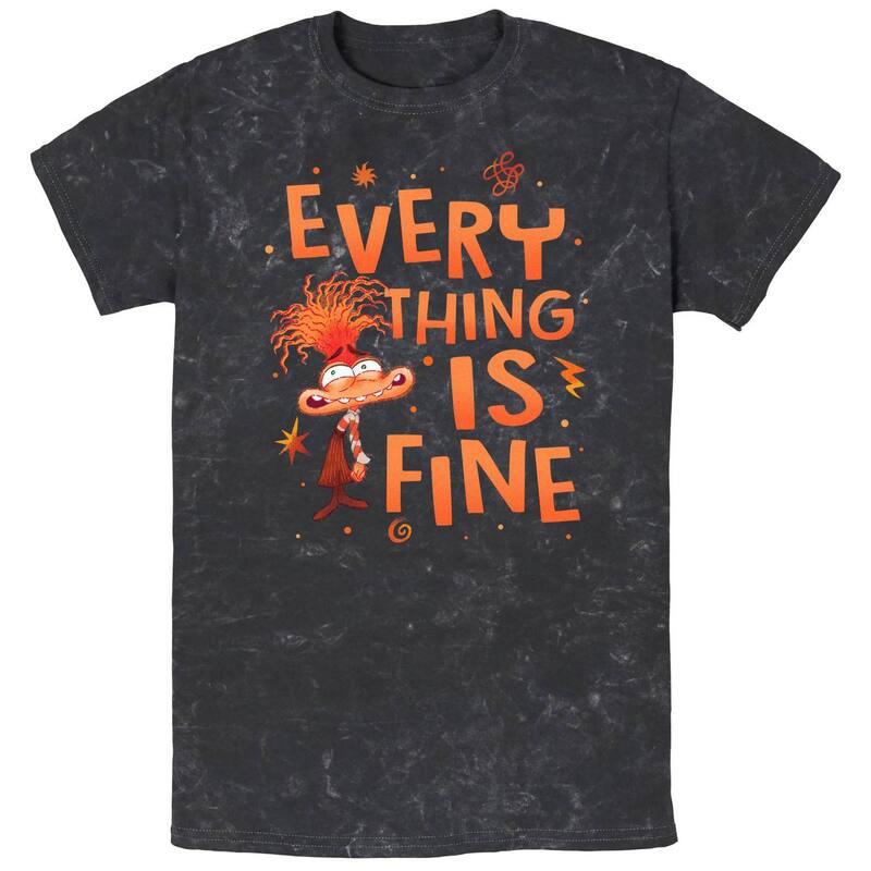 ディズニー ピクサー メンズ トップス Tシャツ グラフィック Disney / Pixar Men Inside Out 2 Anxiety Everything is Fine Mineral Wash Graphic Tee Black ブラック