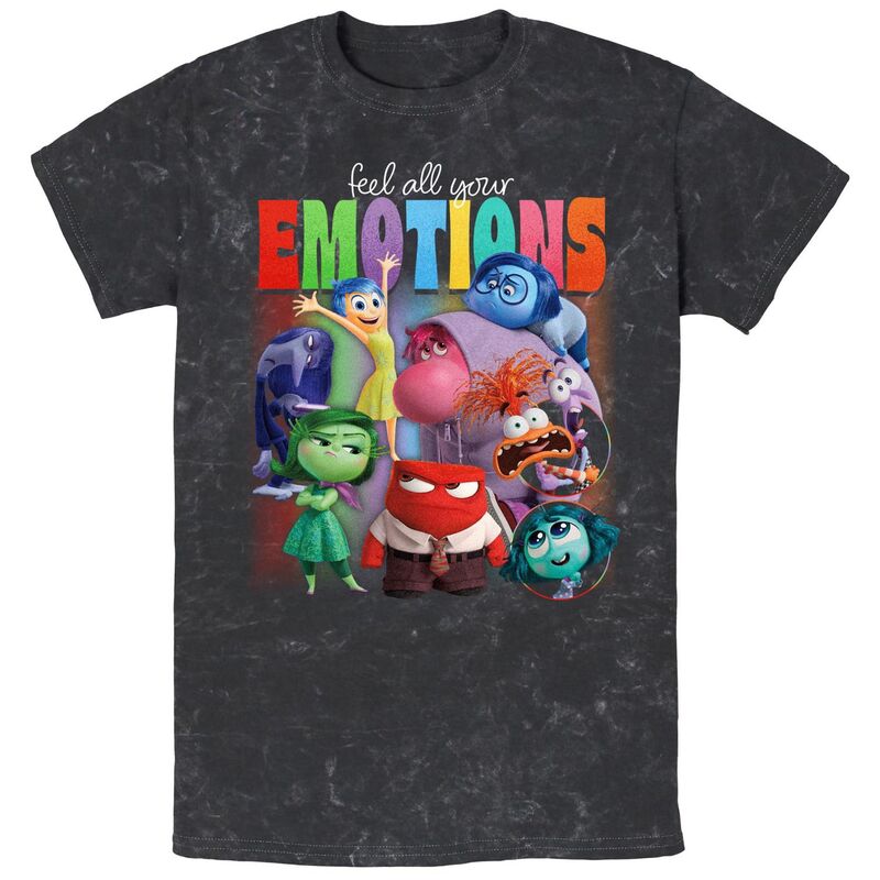 ディズニー ピクサー メンズ トップス Tシャツ グラフィック Disney / Pixar Men Inside Out 2 Feel All Your Emotions Group Shot Mineral Wash Graphic Tee Black ブラック