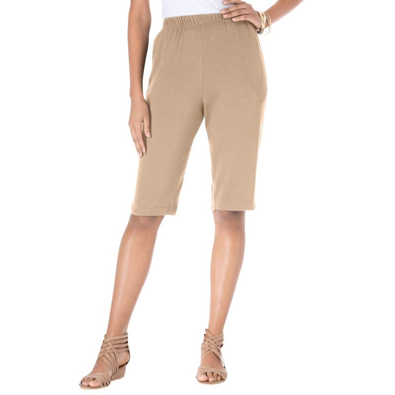 ロアマンズ レディース ボトムス ハーフパンツ・ショーツ プラスサイズ ニット Roaman's Women's Plusize Soft Knit Bermuda Short New Khaki カーキ｜ReVida 店