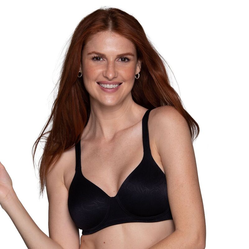 バニティフェア レディース アンダーウェア ブラジャー Women's Vanity FairR Body Shine Full-Coverage Wire Free Bra 72298 Black Jacquard ブラック
