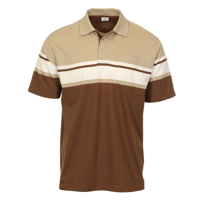ジョベルティ メンズ トップス Tシャツ ポロシャツ Gioberti Menstripe Short Sleeve Polo W/ Chest Pocket Brown ブラウン