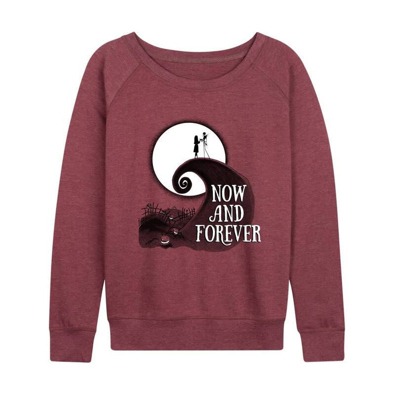 ディズニー レディース トップス Tシャツ Disney's Nightmare Before Christmas Jack & Sally Women's Now and Forever Hill Pullover Heather Dark Red ヘザー
