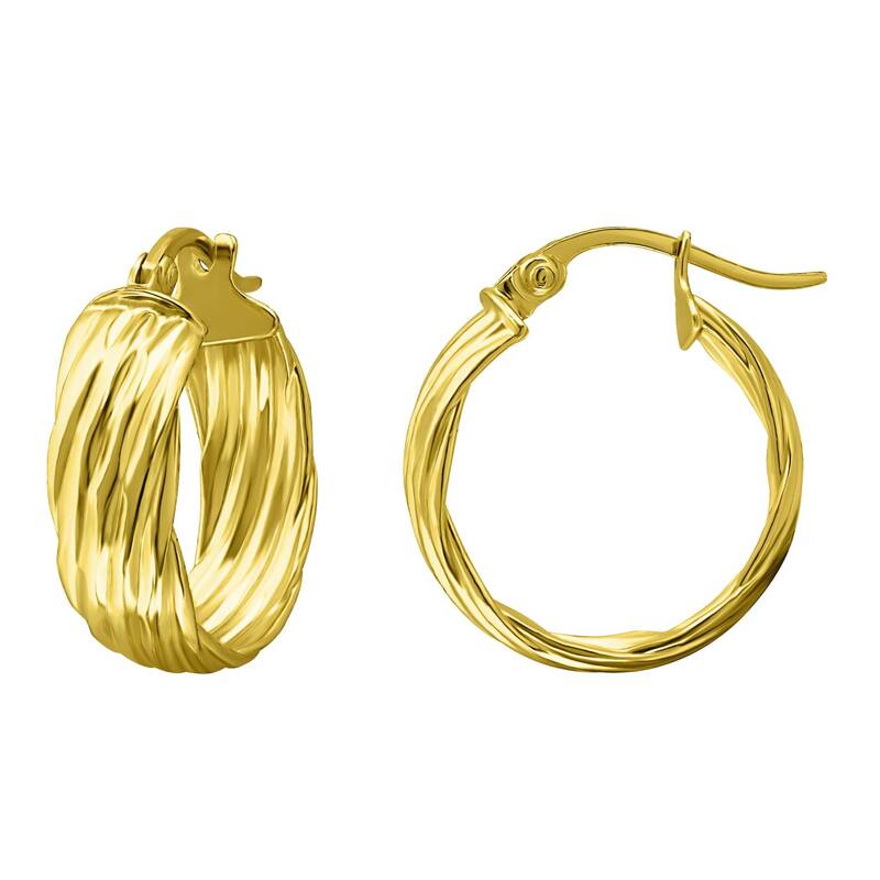 Aleure Precioso レディース アクセサリー ピアス・イヤリング Aleure Precioso Sterling Silverib Textured Hoop Earrings Gold Tone ゴールド