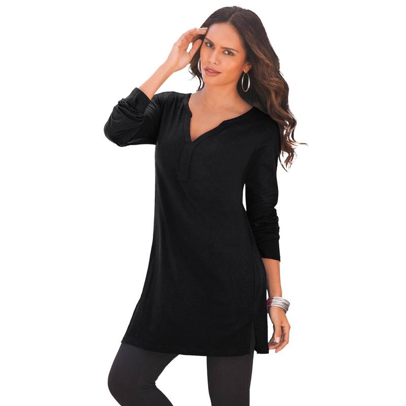 ロアマンズ レディース トップス Tシャツ Roaman's Y-neck Ultimate Tunic Black ブラック|ReVida 店
