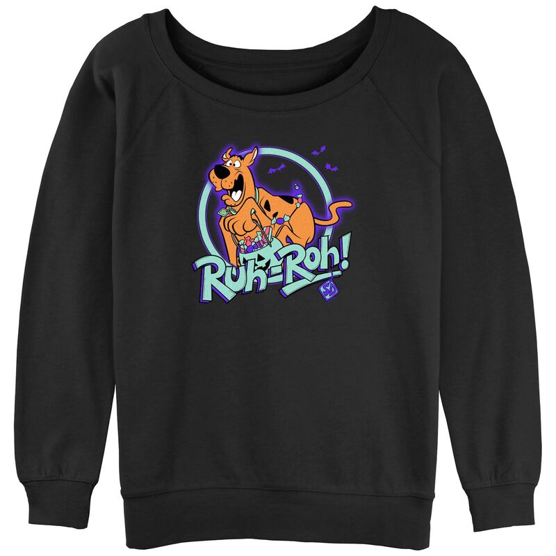 アニメキャラクター レディース トップス Tシャツ グラフィック Licensed Character Juniors' Scooby-Doo Ruh-Roh! Scared Trick Or Treater Graphic Pullover Black ブラック
