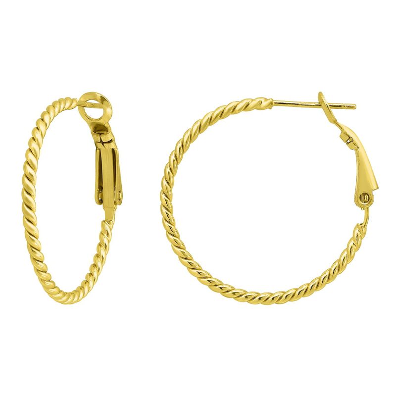 Aleure Precioso レディース アクセサリー ピアス・イヤリング Aleure Precioso 18k Gold over Sterling Silver Twisted Hoop Earrings Gold Tone ゴールド