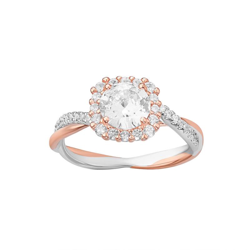 プリムローズ レディース アクセサリー リング PRIMROSE Sterling Silver Cubic Zirconia Cushion Halo Ring Two Tone シルバー｜ReVida 店