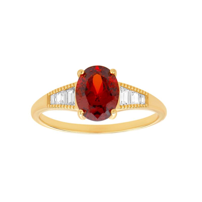 プリムローズ レディース アクセサリー リング PRIMROSE Garnet & Cubic Zirconia Baguette Ringold Tone And Red レッド