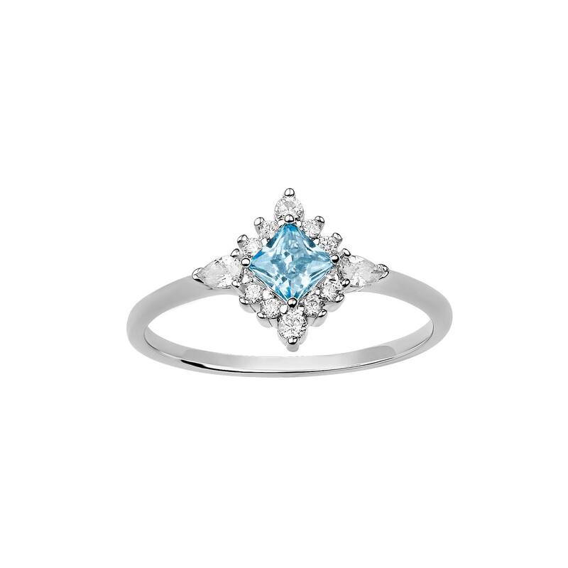 プリムローズ レディース アクセサリー リング PRIMROSE Sterling Silver Aqua Cubic Zirconia Starburst Halo Ring Sterling Aqua アクア