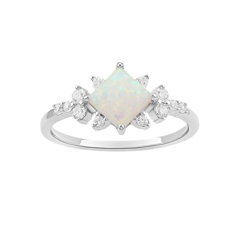 プリムローズ レディース アクセサリー リング PRIMROSE Sterling Silver Opal & Cubic Zirconia Square Center Stone Ring Sterling Silver White ホワイト