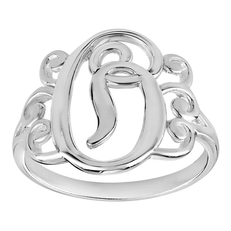 プリムローズ レディース アクセサリー リング Womens PRIMROSE Sterling silver polished monogram initial Band ring size 7. O シルバー