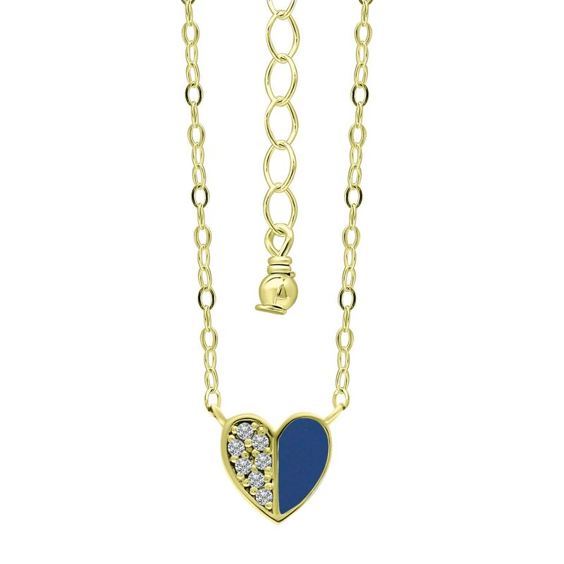 Aleure Precioso レディース アクセサリー ネックレス・チョーカー・ペンダントトップ レース Aleure Precioso Sterling Silver Enamel & Cubic Zirconia Heart Necklace Dark Blue ブルー|ReVida 店