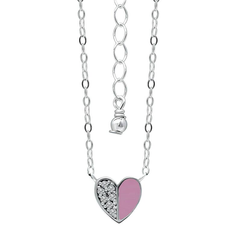 Aleure Precioso レディース アクセサリー ネックレス・チョーカー・ペンダントトップ レース Aleure Precioso Sterling Silver Enamel & Cubic Zirconia Heart Necklace Pink ピンク