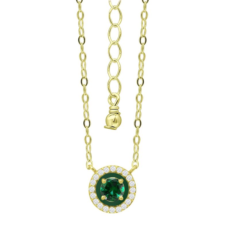 Aleure Precioso レディース アクセサリー ネックレス・チョーカー・ペンダントトップ レース Aleure Precioso 18k Gold Over Sterling Silver Enamel & Cubic Zirconia Halo Necklace Green グリーン|ReVida 店