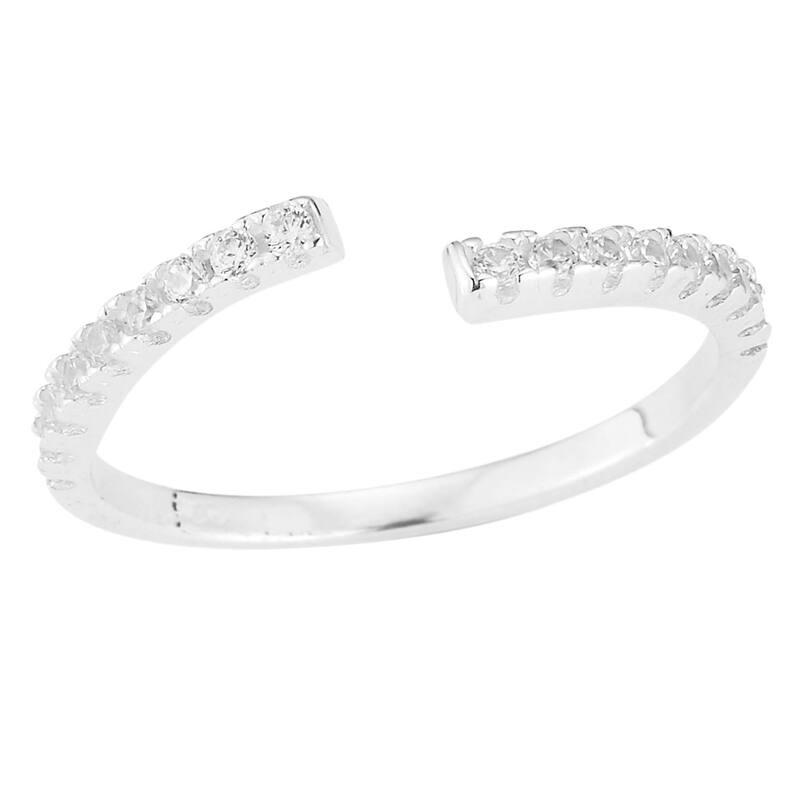 Sunkissed Sterling レディース アクセサリー リング Sunkissed Sterling Cubic Zirconia Bypass Ring Silver Tone シルバー