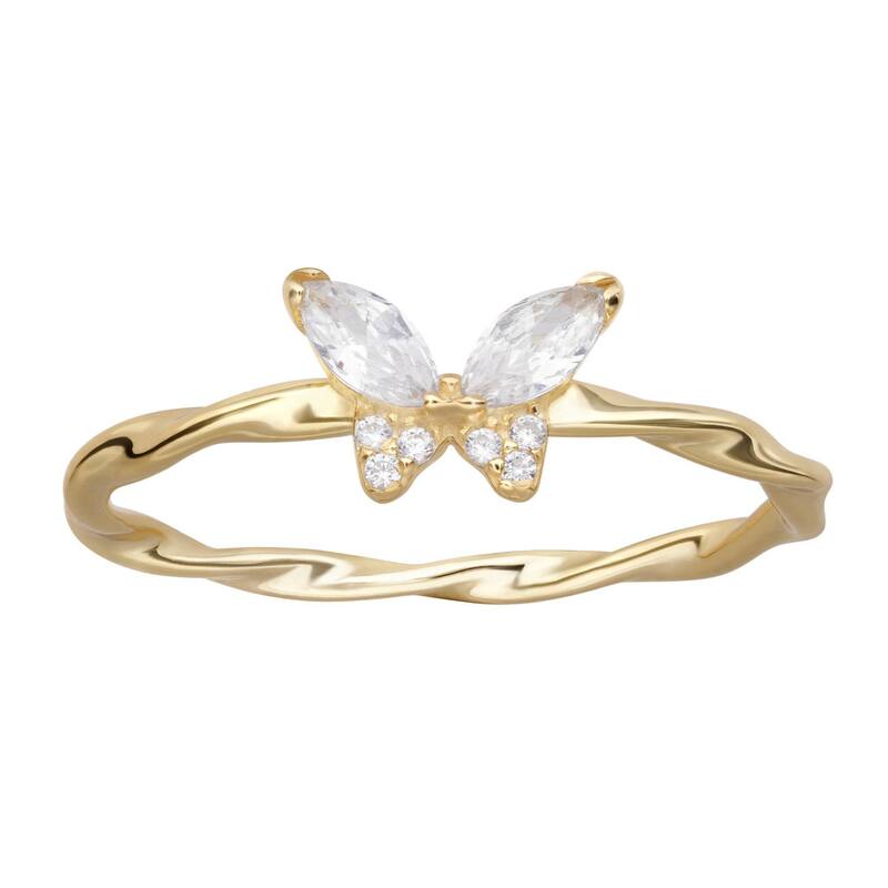 プリムローズ レディース アクセサリー リング PRIMROSE Sterling Silver Cubic Zirconia Butterfly Ringold Tone Sterling ゴールド｜ReVida 店