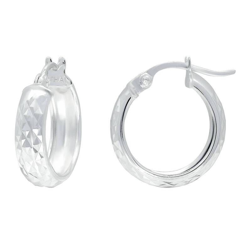 Aleure Precioso レディース アクセサリー ピアス・イヤリング Aleure Precioso Sterling Silver Textured Hoop Earringsterling Silver シルバー