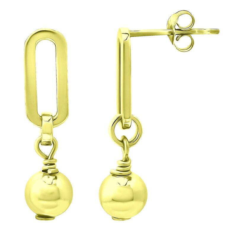 Aleure Precioso レディース アクセサリー ピアス・イヤリング Aleure Precioso Sterling Silver Paper Clip & Textured Beadrop Earrings Gold Tone ゴールド