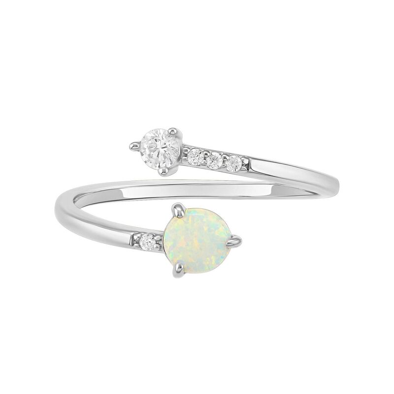 プリムローズ レディース アクセサリー リング PRIMROSE Sterling Silver Cubic Zirconia & Opal Bypass Ring Sterling Silver White ホワイト｜ReVida 店