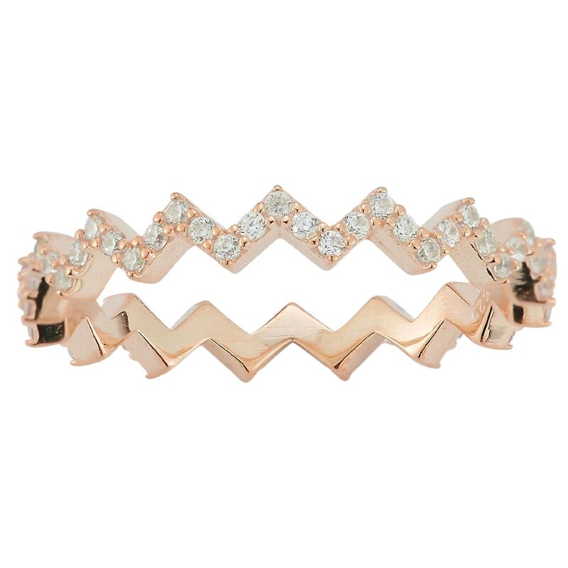 Sunkissed Sterling レディース アクセサリー リング Sunkissed Sterling Silver Cubic Zirconia Zigzag Ring Rose Gold Tone ゴールド