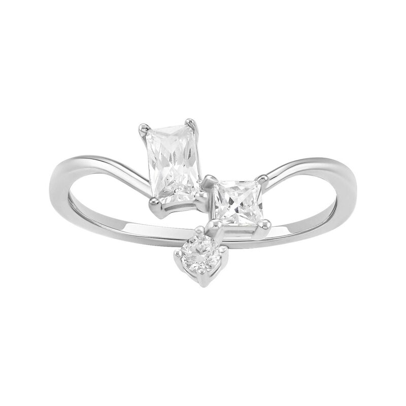 プリムローズ レディース アクセサリー リング PRIMROSE Sterling Silver Cubic Zirconia Cluster V-Shape Ring Sterling Silver White ホワイト｜ReVida 店