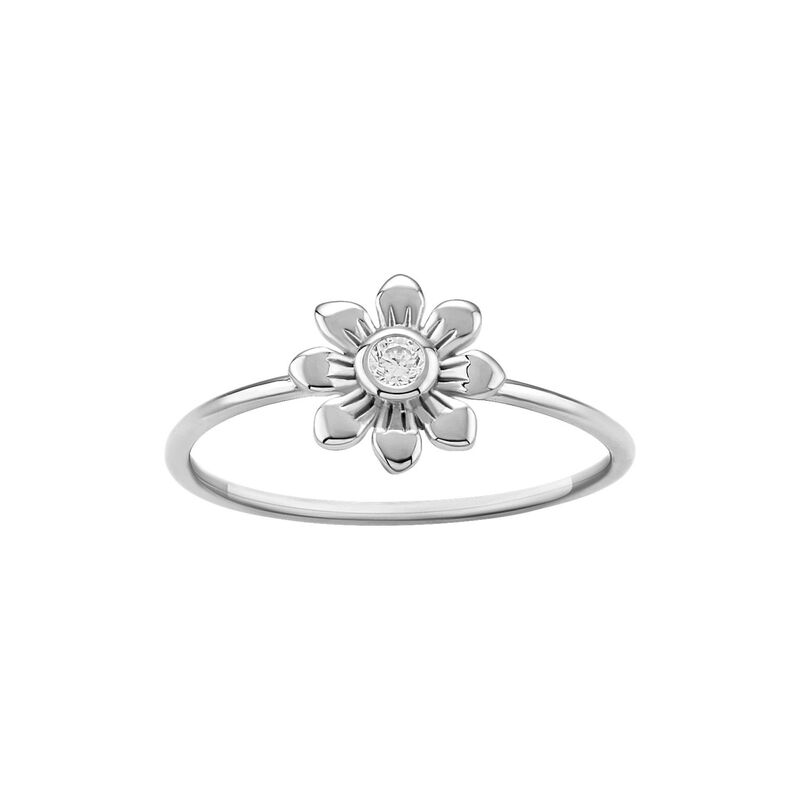 プリムローズ レディース アクセサリー リング PRIMROSE Sterling Silveround Cubic Zirconia Polished Flower Band Ring Sterling Silver White ホワイト|ReVida 店