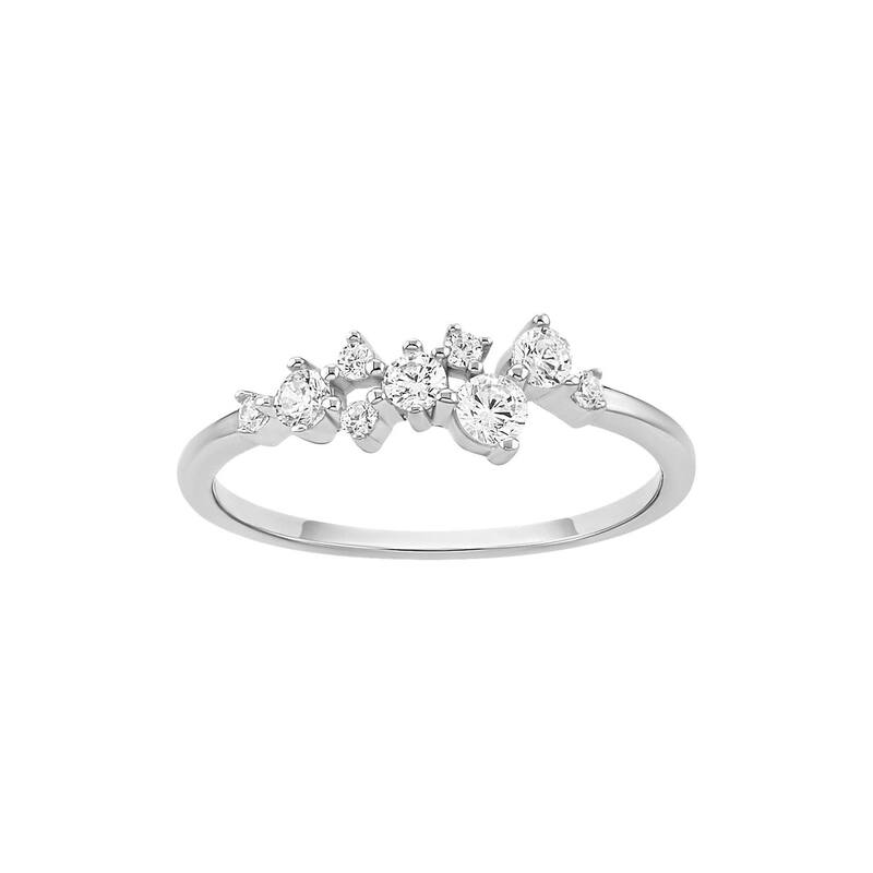 プリムローズ レディース アクセサリー リング PRIMROSE Sterling Silver Cubic Zirconia Cluster Polished Band Ring Sterling Silver White ホワイト｜ReVida 店 8,986円