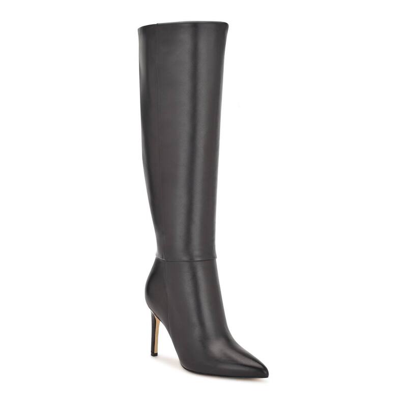 ナインウェスト レディース シューズ ブーツ・レインブーツ Nine West Richy Women's Wide Calf Pointy Toe Dress Boots Black Leather ブラック