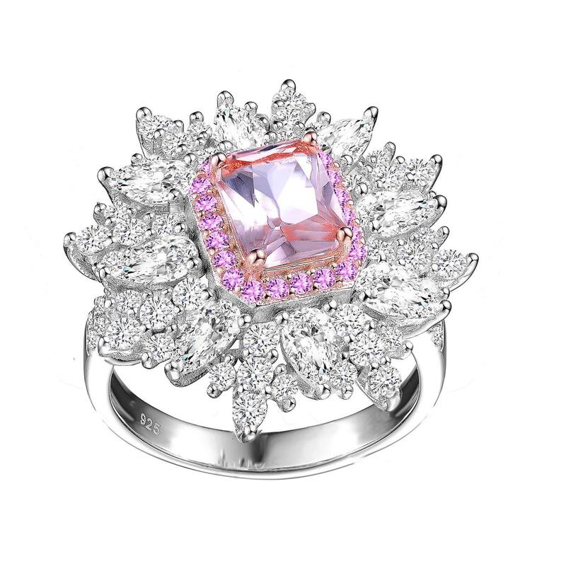 アンブランデッド レディース アクセサリー リング Unbranded Sterling Silver Cubic Zirconia Halo Ring Pink ピンク