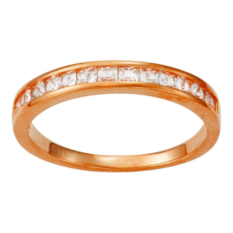 Designs by Gioelli レディース アクセサリー リング Designs by Gioelli 14k Gold Plated Lab-Created White Sapphire Band Rose Tone ホワイト