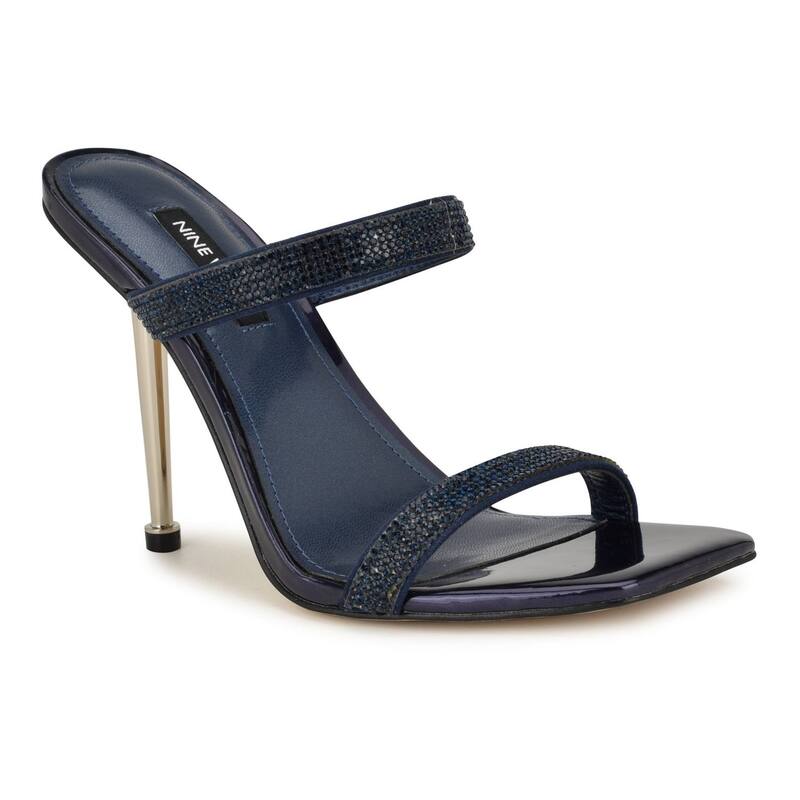 ナインウェスト レディース シューズ サンダル Nine West Yogirl Women'square Toe Slip-On Dressandals Navy Shimmer ネイビー
