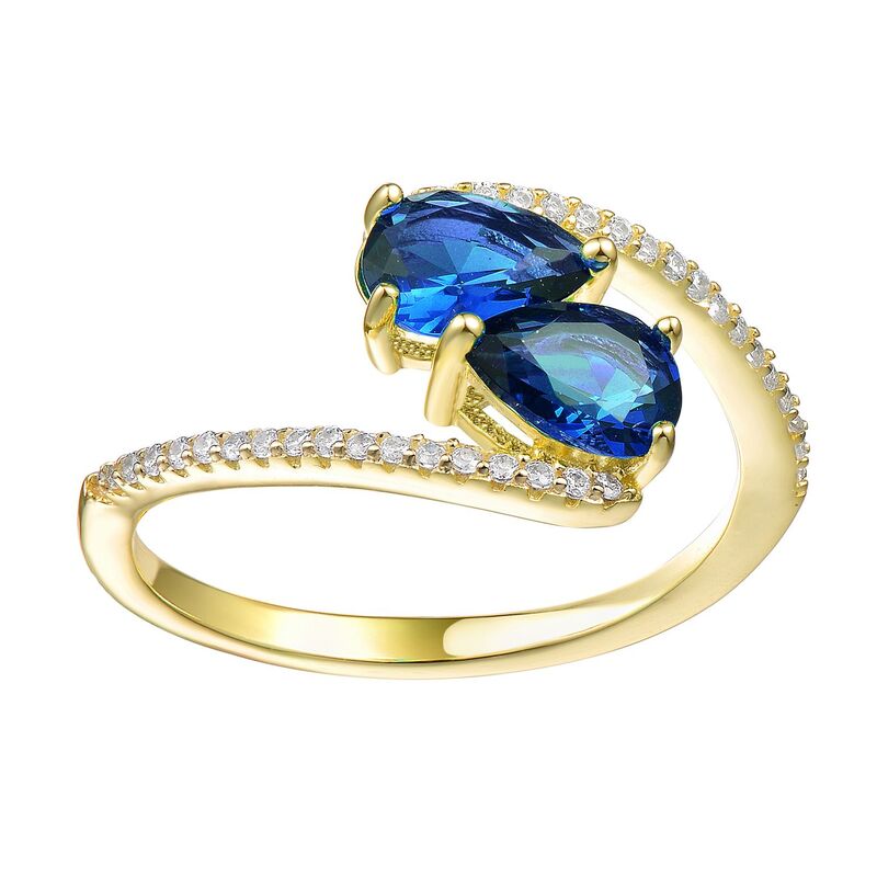 アンブランデッド レディース アクセサリー リング Unbranded 14k Gold over Sterling Silver Cubic Zirconia Bypass Engagement Ring Blue ブルー
