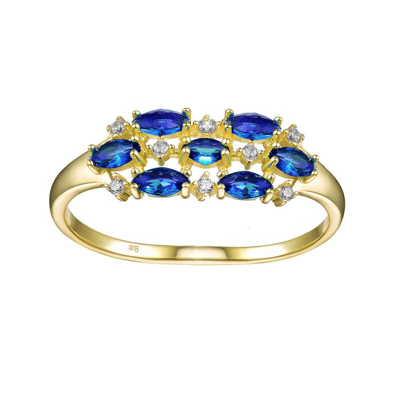 アンブランデッド レディース アクセサリー リング Unbranded 14k Gold over Sterling Silver Marquise and Round Cubic Zirconia Cocktail Ring Blue ブルー