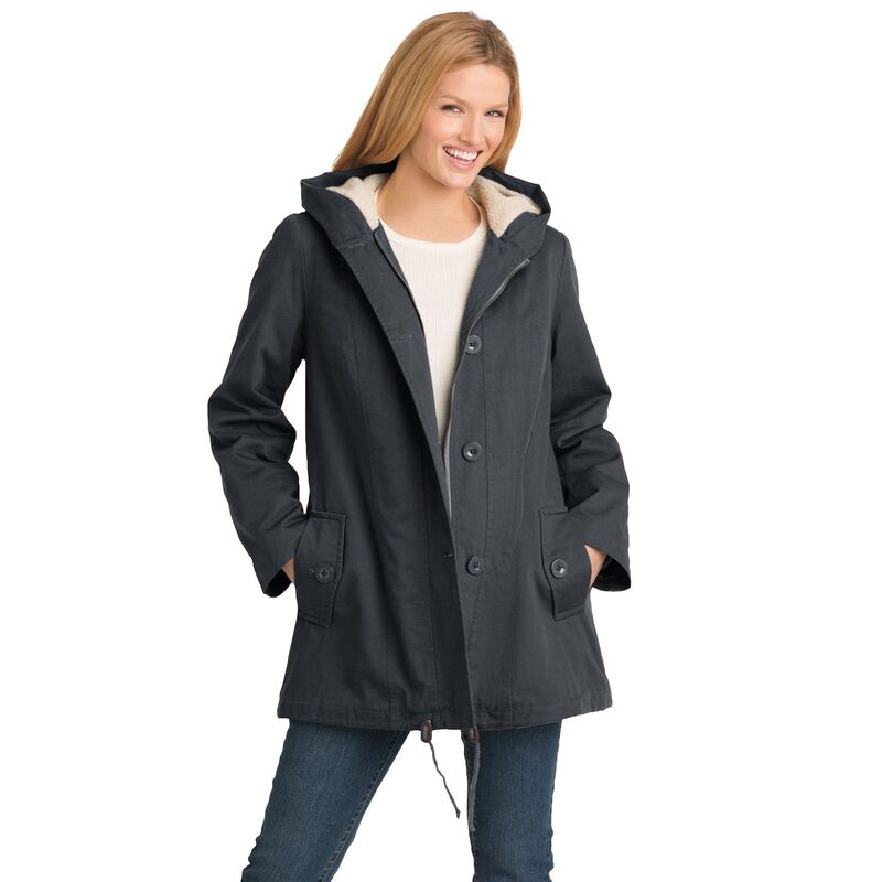 ウーマン ウィズイン レディース アウター ジャケット・ブルゾン プラスサイズ パーカー Woman Within Women's Plusize Sherpa-lined Hooded Parka Dark Charcoal チャコール