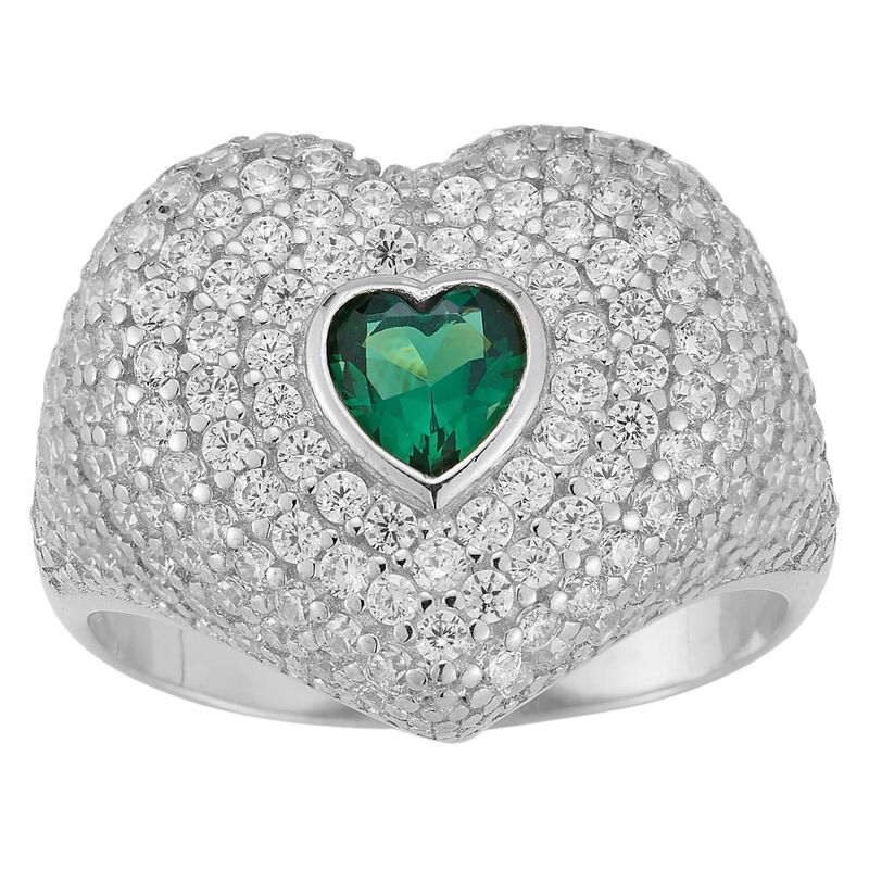 Sunkissed Sterling レディース アクセサリー リング Sunkissed Sterling 14k Gold Over Silver Cubic Zirconia Heart Signet Ring Silver Tone シルバー
