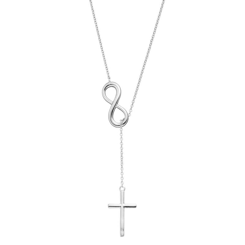 アンブランデッド レディース アクセサリー ネックレス・チョーカー・ペンダントトップ レース Unbranded Sterling Silver Infinity & Cross Lariat Necklace Sterling シルバー