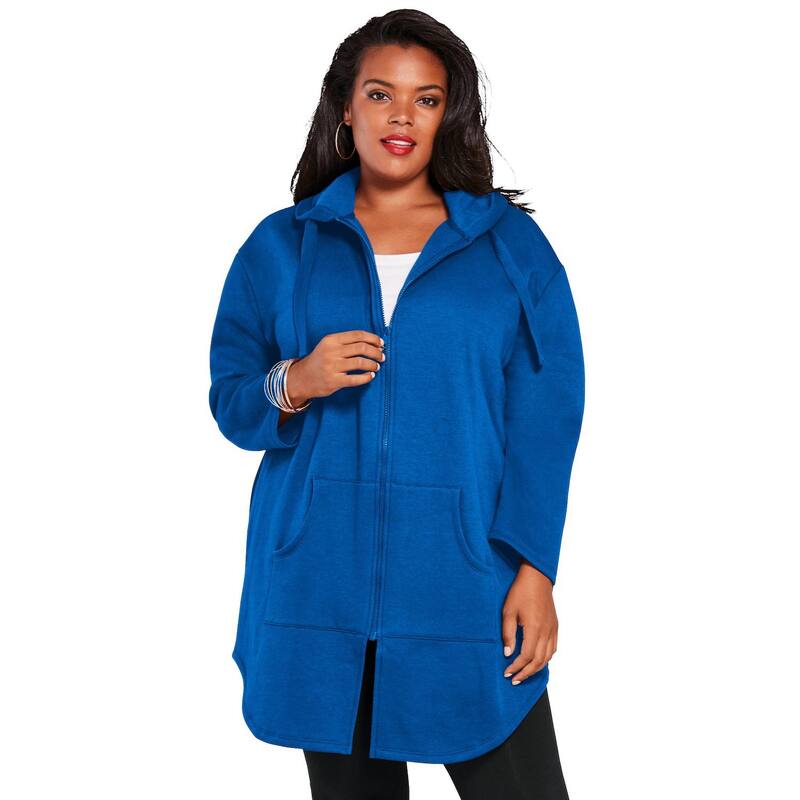 ロアマンズ レディース アウター 上衣・上衣 つけ加える大きさ フリース パーカー Roaman\u0027s Women\u0027s Plusize Fleece Zip Hoodie Jacket Vivid Blue 青み