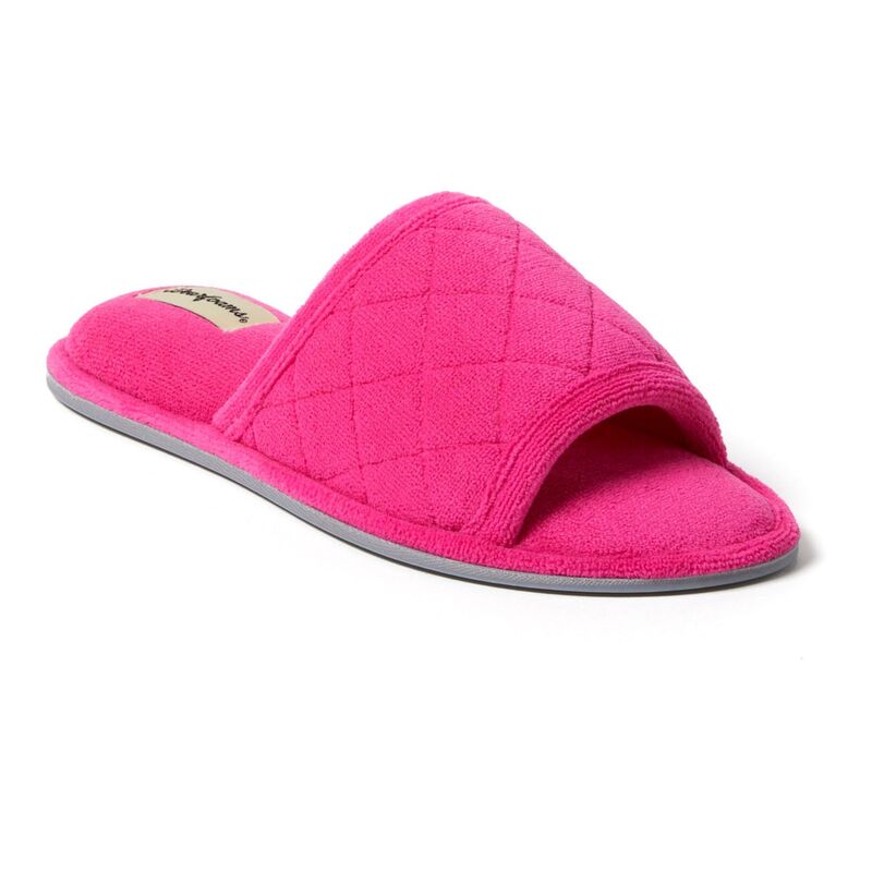 ディアフォームズ レディース シューズ サンダル キルティング パイル Dearfoams Microfiber Terry Quilted Women'slide Slippers Paradise Pink ピンク｜ReVida 店