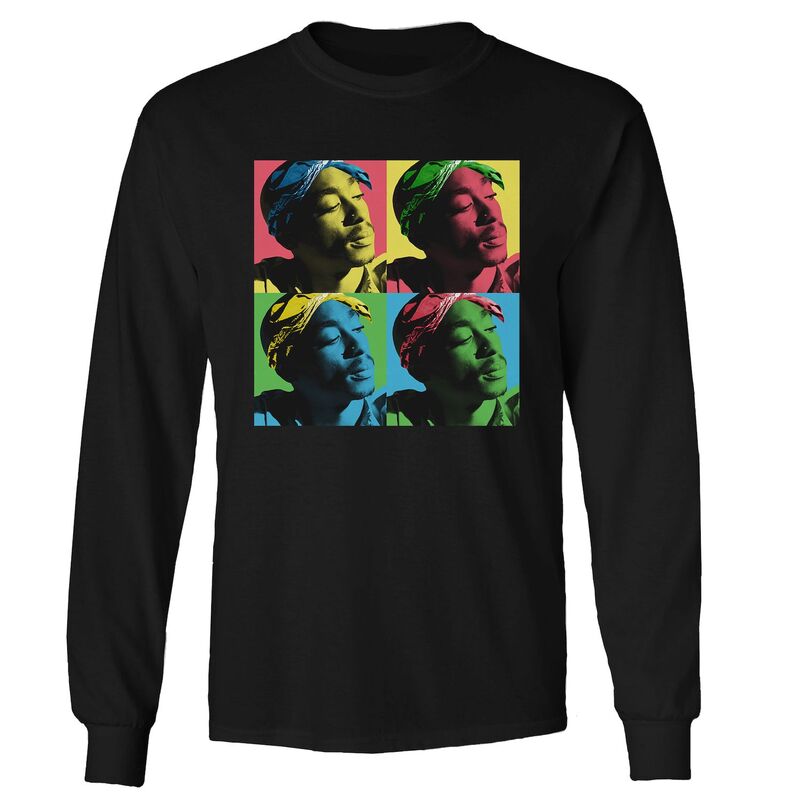アニメキャラクター メンズ トップス Tシャツ Licensed Character Men's Tupac PopArt Long Sleeve Black ブラック 8,865円