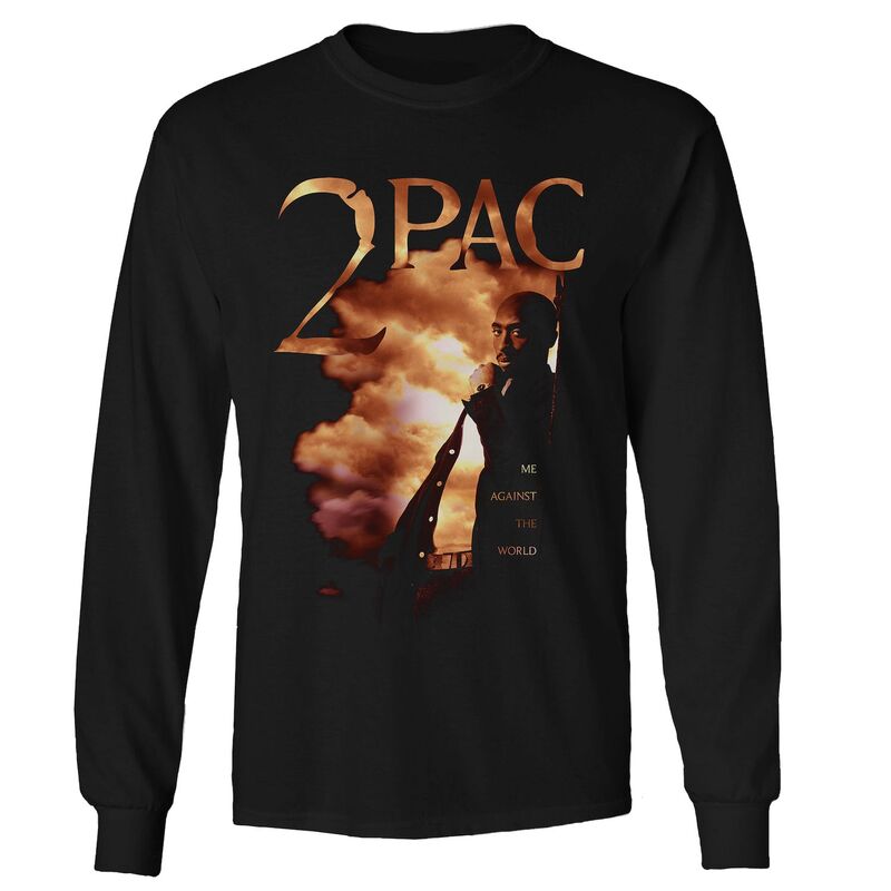 アニメキャラクター メンズ トップス Tシャツ Licensed Character Men's Tupac Me Againsthe World Long Sleeve Black ブラック