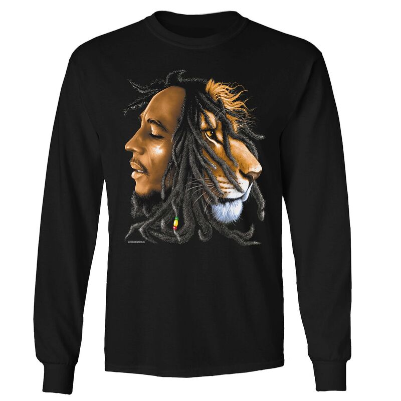 アニメキャラクター メンズ トップス Tシャツ Licensed Character Men's Bob Marley Zion Profile Long Sleeve Tee Black ブラック