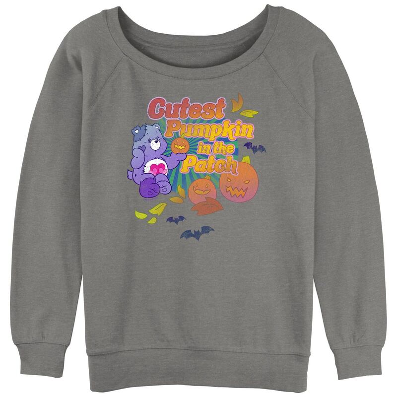 アニメキャラクター レディース トップス Tシャツ グラフィック Licensed Character Juniors' Care Bears Cutest Pumpkin The Patch Graphic Pullover Gray Heather グレー