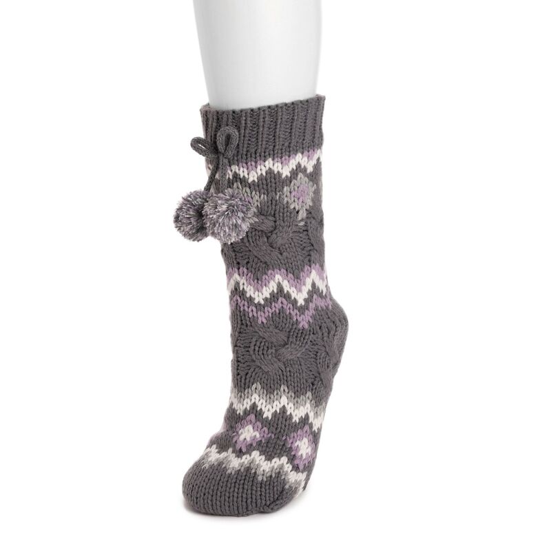 ムクルクス レディース シューズ サンダル ニット Women's MUK LUKS Cable Knit Cabin Socks Dark Gray Heather グレー
