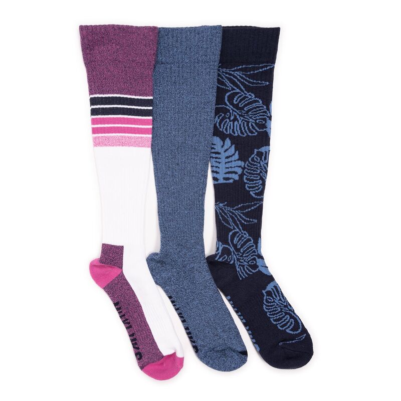 ムクルクス レディース アンダーお召しもの ソックス Women\u0027s MUK LUKS 3-Pack Compression Knee-High Socks Indigo インディゴ