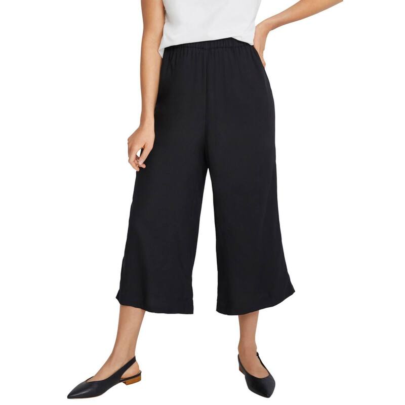 Ellos レディース ボトムス 心地好いズボン下 つけ加える大きさ Ellos Women\u0027s Plusize Wide-leg Cropants Black 黒いこと