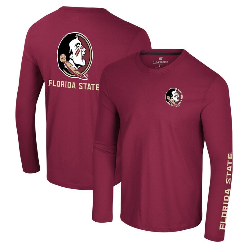 コロシアム メンズ トップス Tシャツ ロゴ Men's Colosseum Garnet Florida State Seminoles Logo Lockup 3-Hit Active Blend Long Sleeve T-Shirt Fsu Red レッド