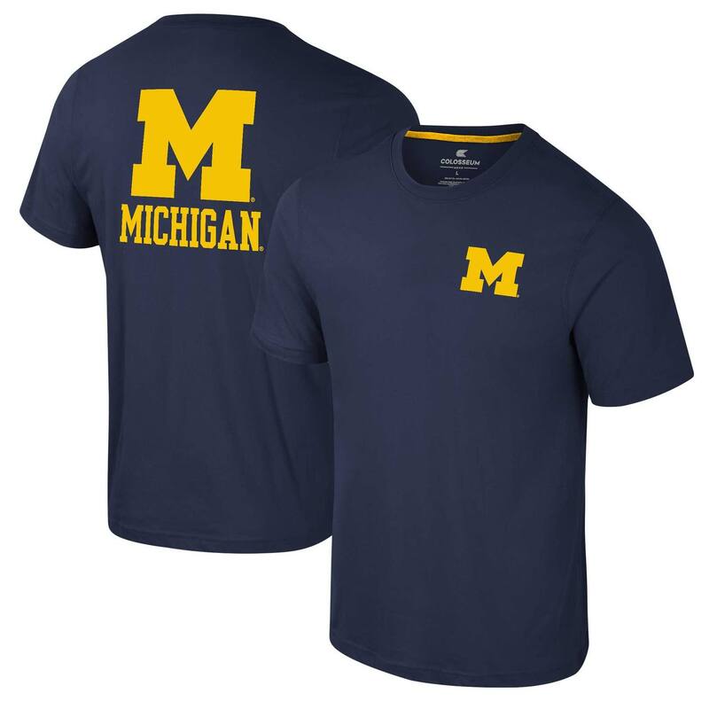コロシアム メンズ トップス Tシャツ ロゴ Men Colosseum Navy Michigan Wolverines Logo Lockup 2-Hit Active Blend T-Shirt Mic Navy ネイビー